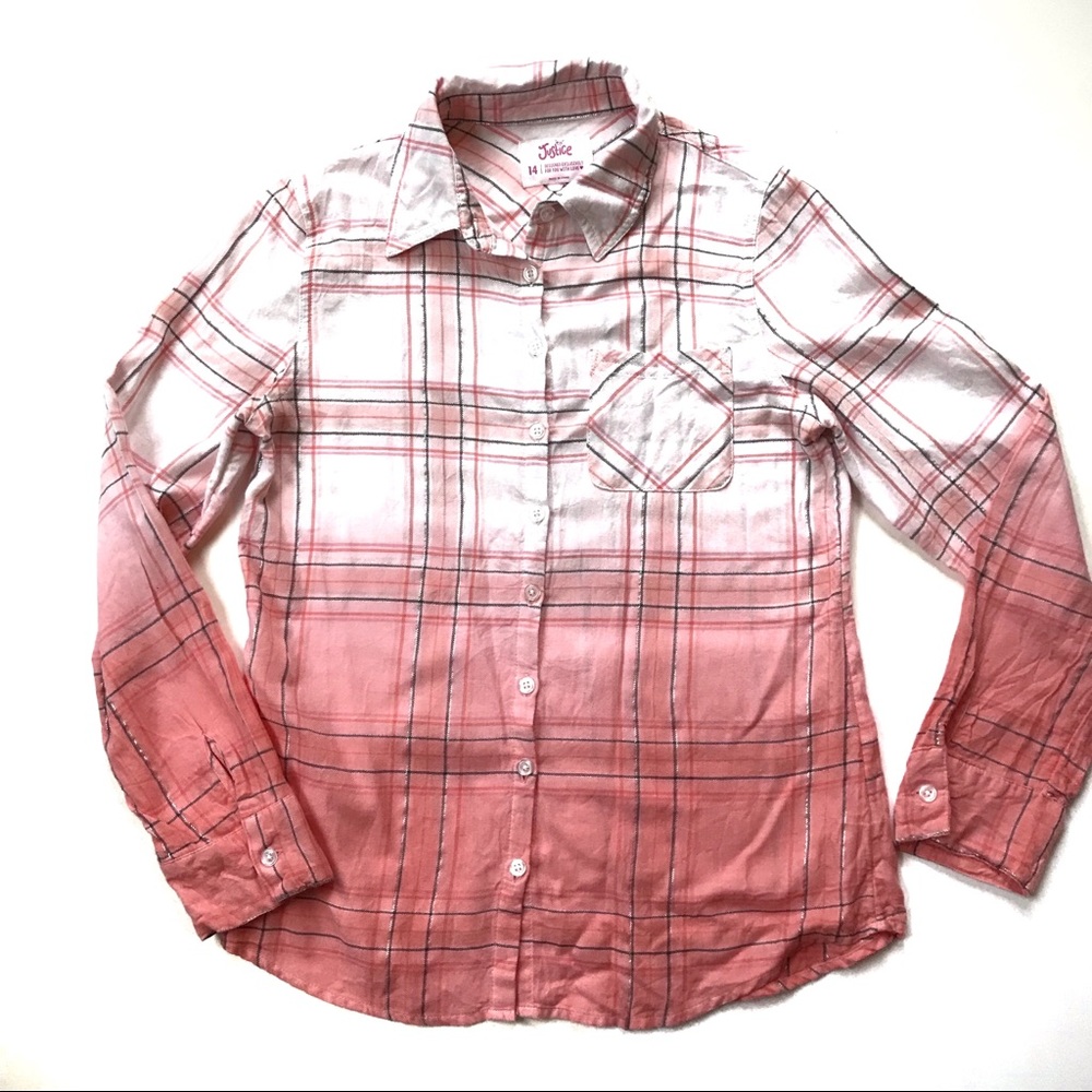 Justice Girl’s Button Down Plaid  Shirt